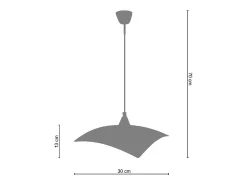 Suspensión TOSEL ,vidrio,Gris ,A70xD 30x P 30cm