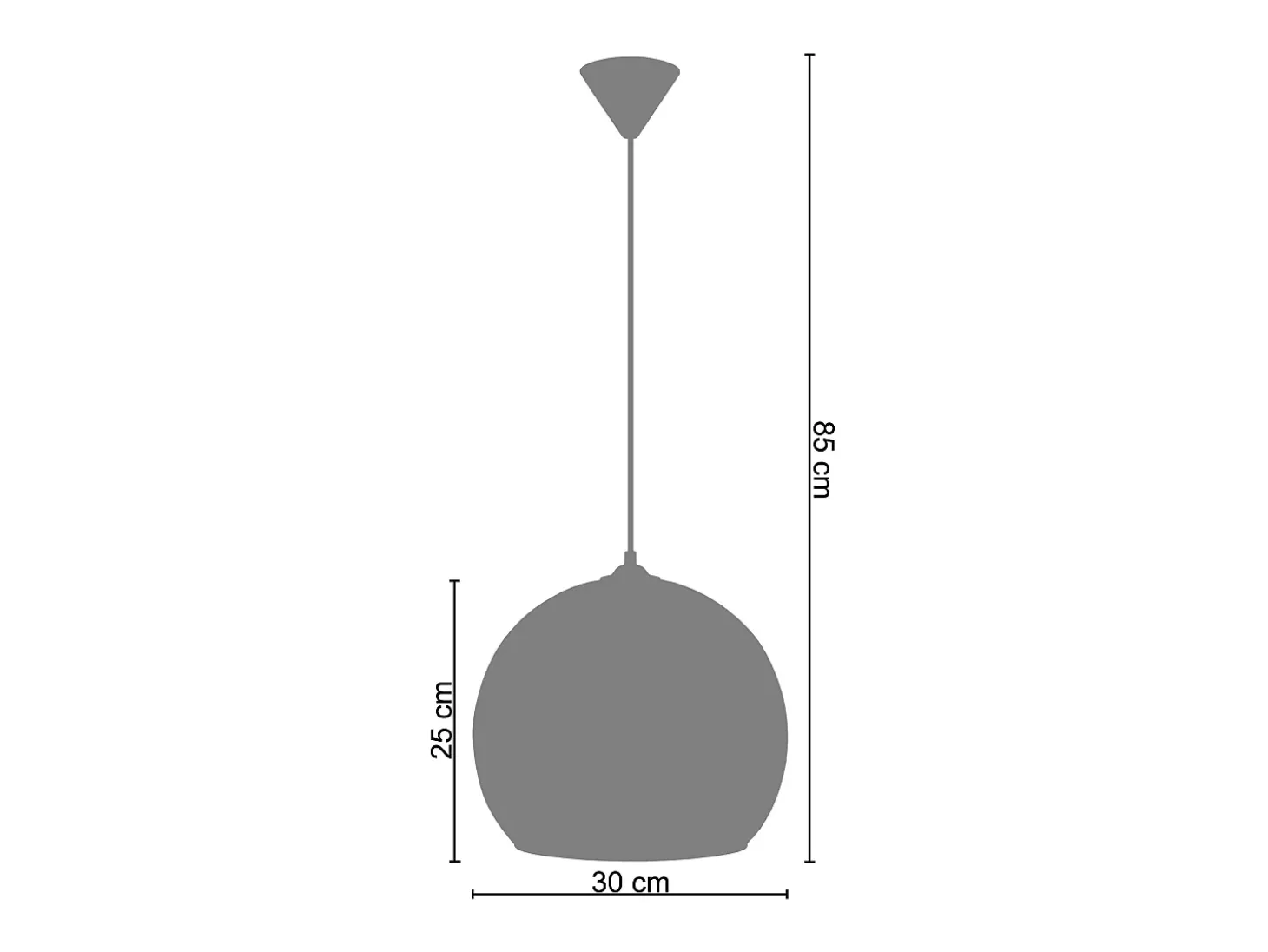 Suspensión TOSEL ,vidrio,Gris ,A85xD 30xP30cm