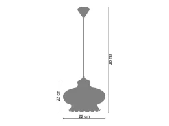 TOSEL Lámpara Suspendida^Suspensión ,vidrio, ,A 80xD17,5xP17,5cm Gris