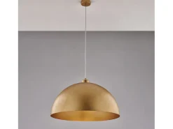 Suspensión de Marcus d. 50 en hierro lacado en blanco con dec. Oro antiguo con cable eléctrico regulable 1 luz 130 Ø50 BL289-1-DM50-ORO