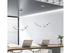 Suspensión Infinity en metal y aluminio cromado pulido con LED integrado y cables eléctricos regulables L. 70 X 30 BL239-SCR