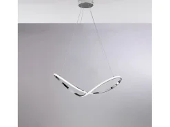 Suspensión Infinity en metal y aluminio cromado pulido con LED integrado y cables eléctricos regulables L. 70 X 30 BL239-SCR