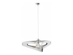 Suspensión Onyx con difusor cortado a láser en hierro blanco y acabados en cromo pulido con dec. Cable eléctrico regulable y plata antigua, 1 luz.