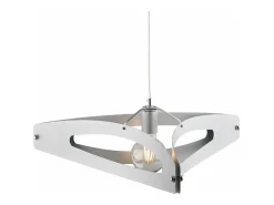 Suspensión Onyx con difusor cortado a láser en hierro blanco y acabados en cromo pulido con dec. Cable eléctrico regulable y plata antigua, 1 luz.