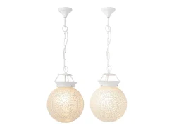 Discount Les Tendances Suspensión redonda de cristal con mosaicos Ekio - Lote de 2 Blanco