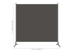 Tabique divisorio antracita de tela 175x180 cm