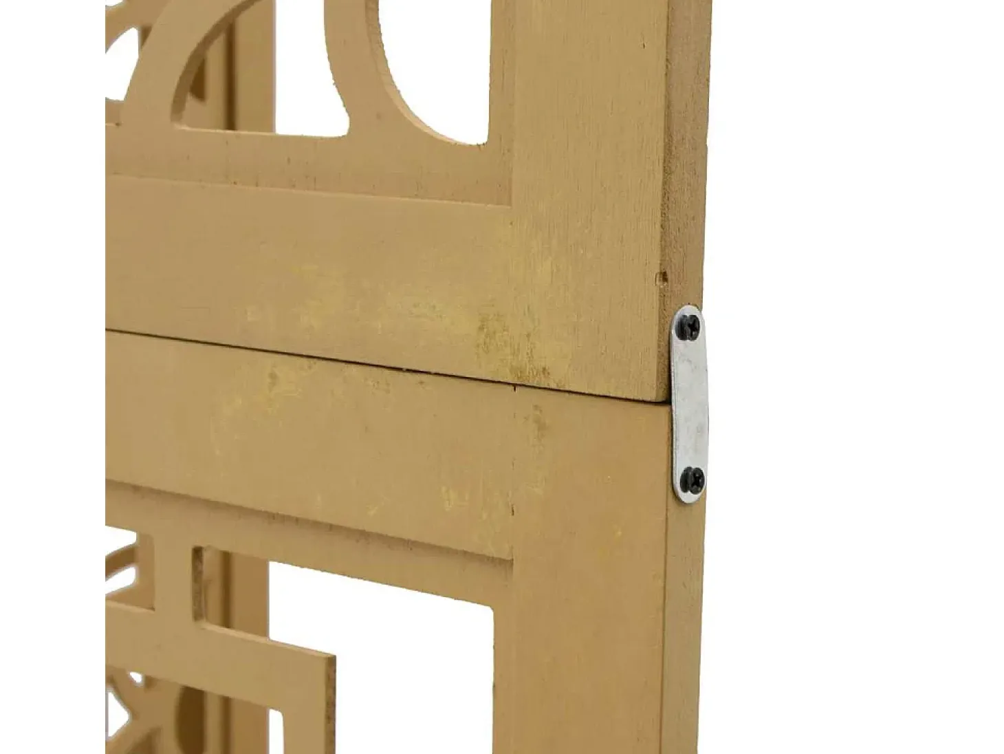 Tabique divisorio de 4 paneles en madera maciza de paulownia marrón