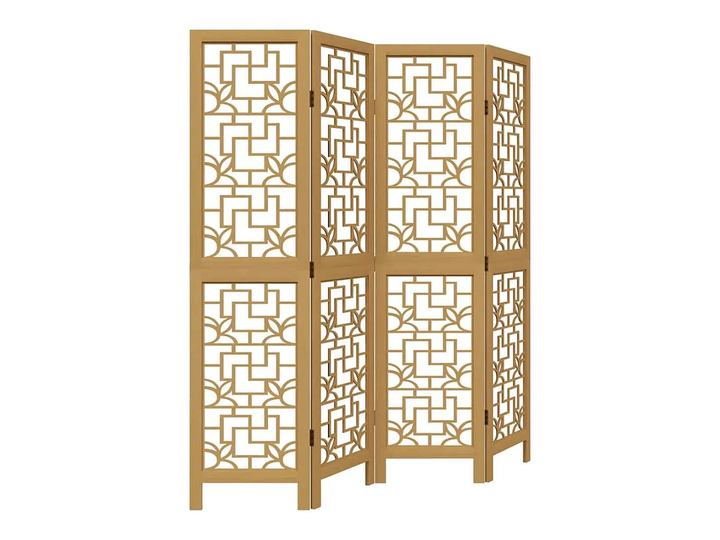 Tabique divisorio de 4 paneles en madera maciza de paulownia marrón