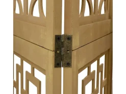 Tabique divisorio de 4 paneles en madera maciza de paulownia marrón