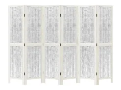 Tabique divisorio de 6 paneles en madera maciza de paulownia blanca