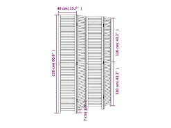 Tabique divisorio de 4 paneles en madera maciza de paulownia negra