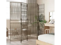 Sale Tabique divisorio de 5 paneles de mimbre de resina Gris