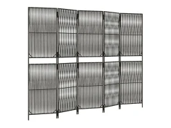 Sale Tabique divisorio de 5 paneles de mimbre de resina Gris