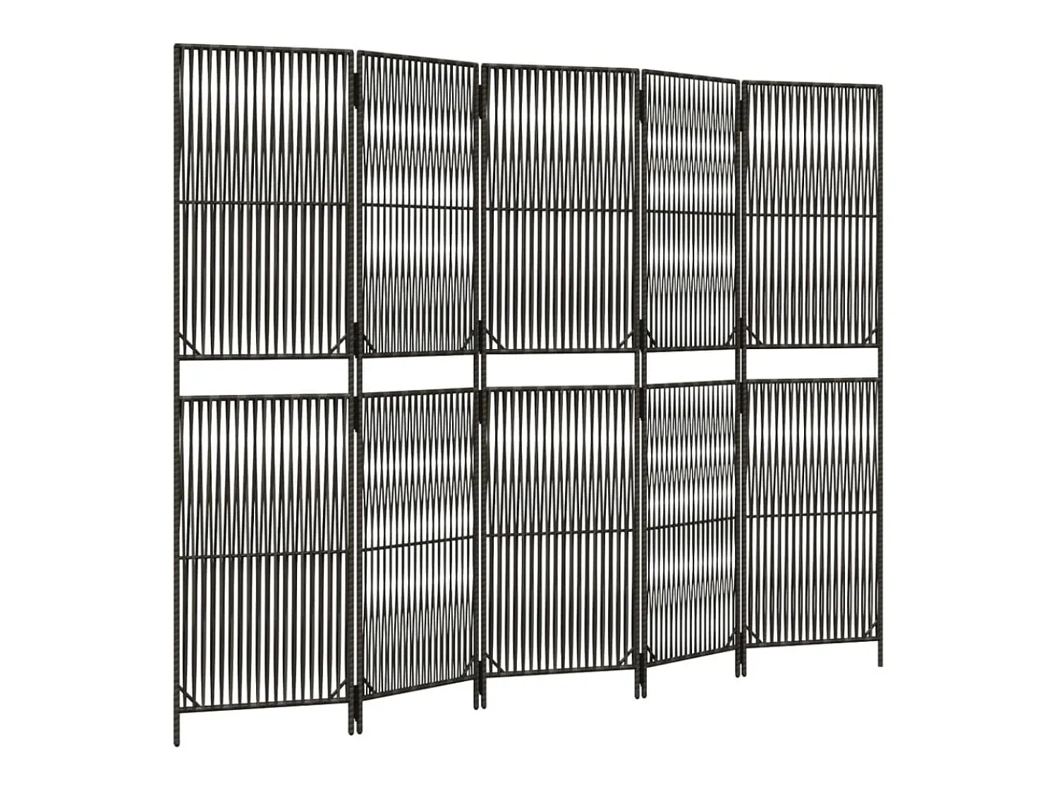 Sale Tabique divisorio de 5 paneles de mimbre de resina Gris