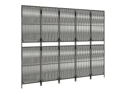 Sale Tabique divisorio de 5 paneles de mimbre de resina Gris
