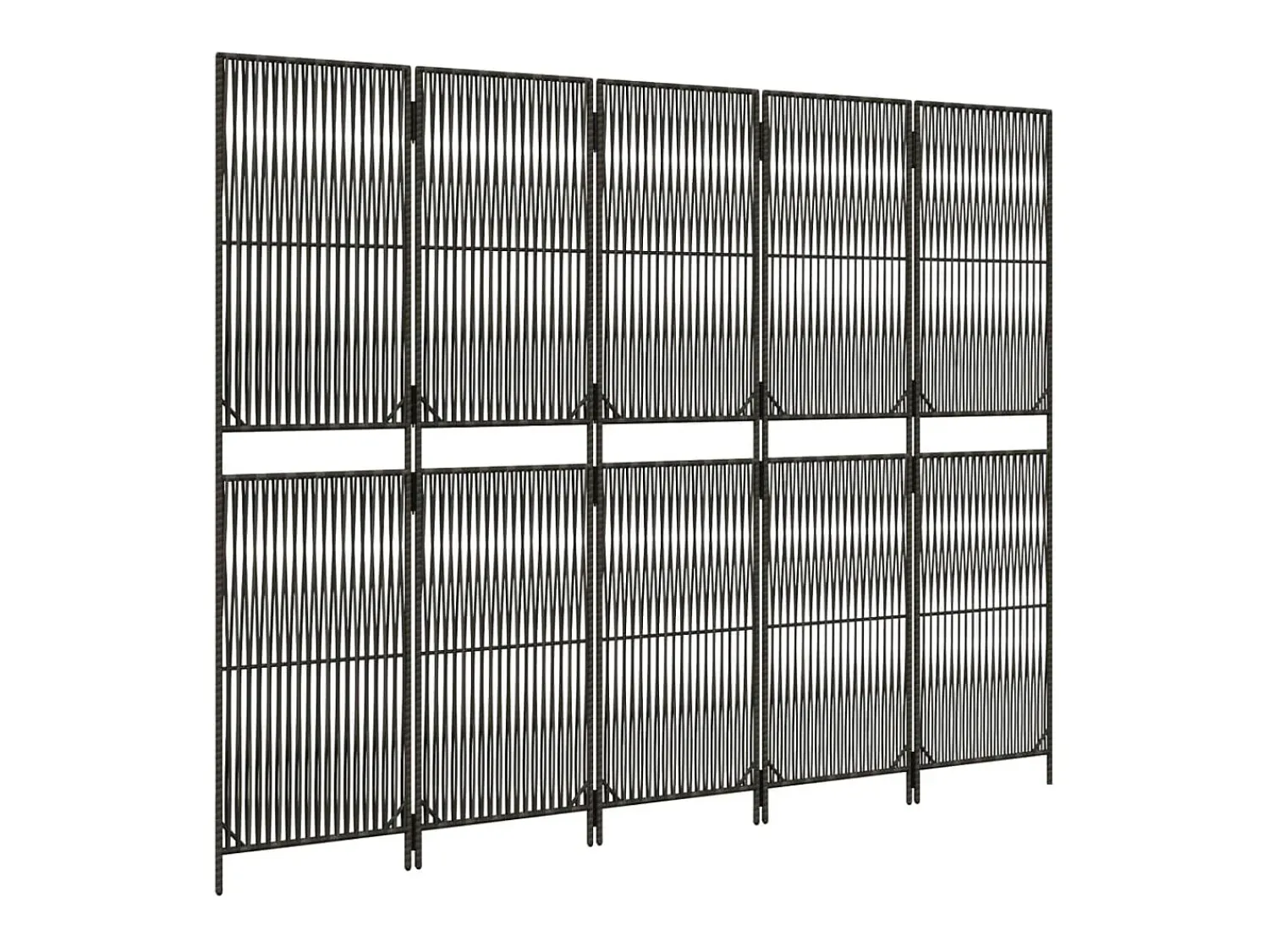 Sale Tabique divisorio de 5 paneles de mimbre de resina Gris