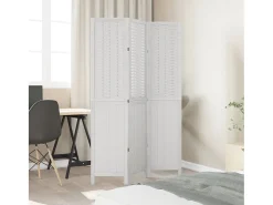 Tabique divisorio de 3 paneles en madera maciza de paulownia blanca