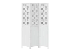 Tabique divisorio de 3 paneles en madera maciza de paulownia blanca