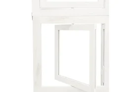 Tabique divisorio de 3 paneles en madera maciza de paulownia blanca Blanco