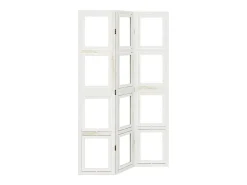 Tabique divisorio de 3 paneles en madera maciza de paulownia blanca Blanco