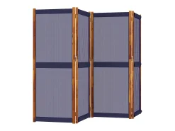 Tabique divisorio de 4 paneles azul oscuro 280x180 cm