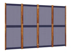 Tabique divisorio de 4 paneles azul oscuro 280x180 cm