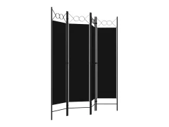 Tabique divisorio de 4 paneles Negro 160 x 180 cm