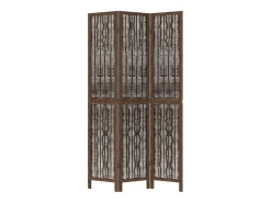 Tabique divisorio de 3 paneles en marrón oscuro fabricado en paulownia maciza