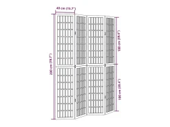 Tabique divisorio de 4 paneles en madera maciza de paulownia blanca