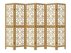 Tabique divisorio de 6 paneles en madera maciza de paulownia marrón