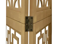 Tabique divisorio de 6 paneles en madera maciza de paulownia marrón