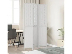 Tabique divisorio de 3 paneles en madera maciza de paulownia blanca