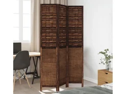 Tabique divisorio de 3 paneles en marrón oscuro fabricado en paulownia maciza
