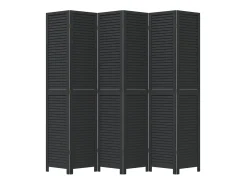 Tabique divisorio de 6 paneles en madera maciza de paulownia negra