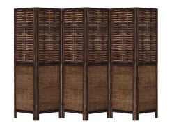 Tabique divisorio de 6 paneles en color marrón oscuro fabricado en paulownia maciza