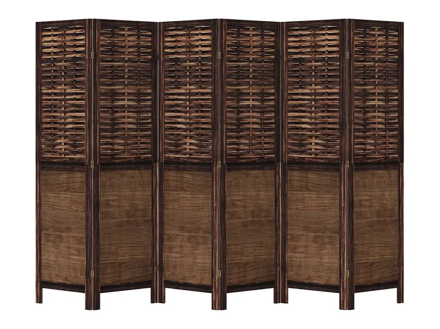 Tabique divisorio de 6 paneles en color marrón oscuro fabricado en paulownia maciza