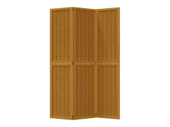 Tabique divisorio de 3 paneles en madera maciza de paulownia marrón