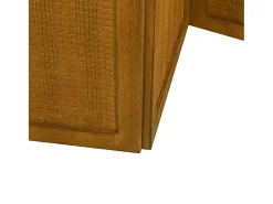 Tabique divisorio de 3 paneles en madera maciza de paulownia marrón
