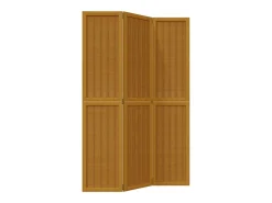 Tabique divisorio de 3 paneles en madera maciza de paulownia marrón