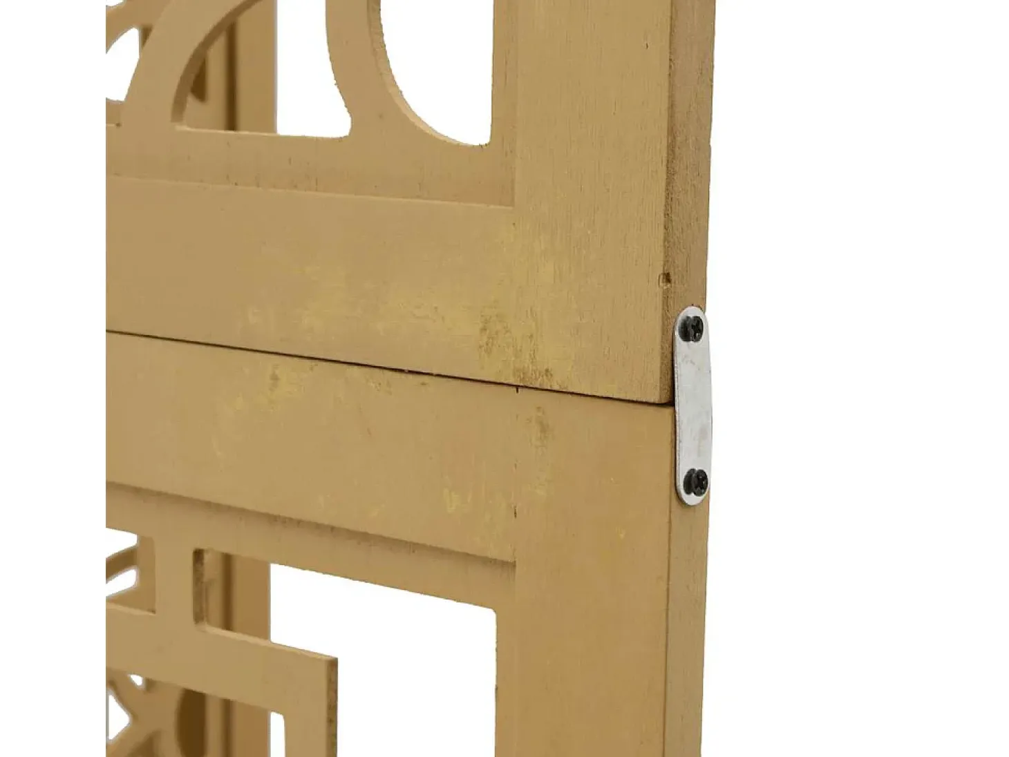 Tabique divisorio de 3 paneles en madera maciza de paulownia marrón