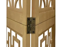 Tabique divisorio de 3 paneles en madera maciza de paulownia marrón