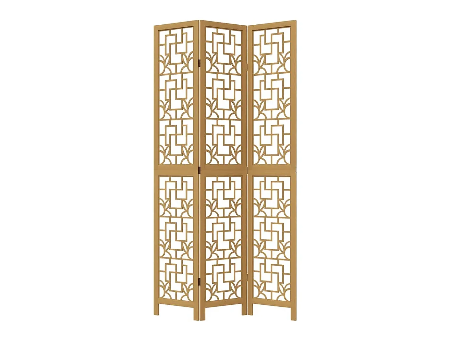 Tabique divisorio de 3 paneles en madera maciza de paulownia marrón