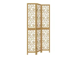 Tabique divisorio de 3 paneles en madera maciza de paulownia marrón