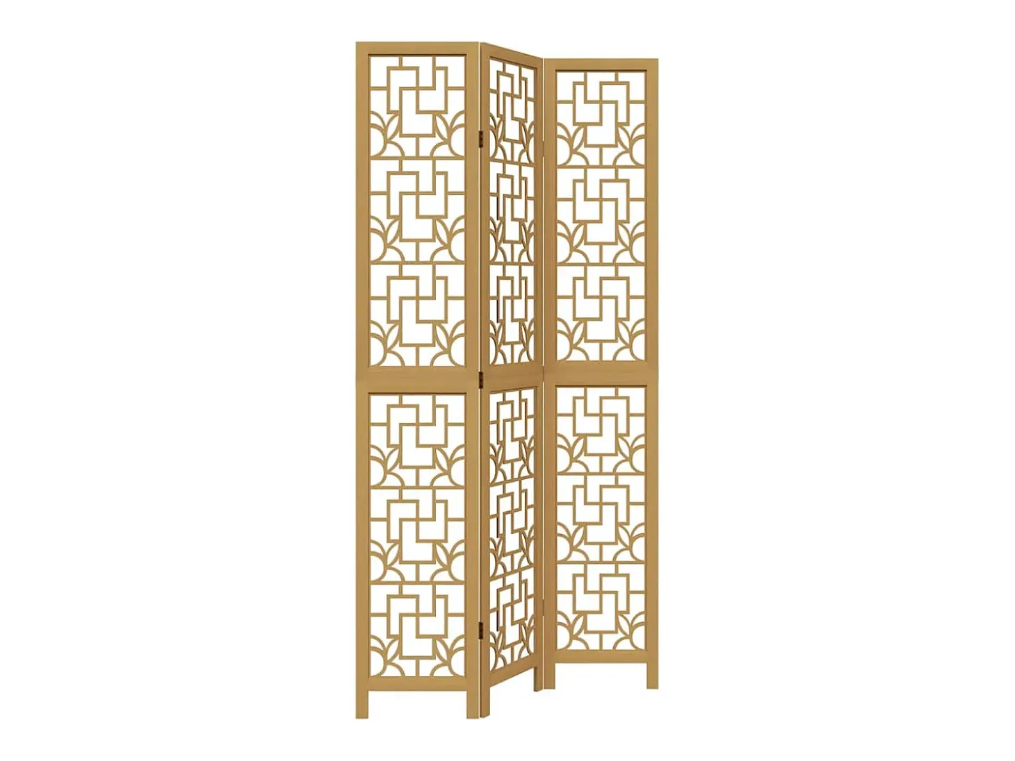 Tabique divisorio de 3 paneles en madera maciza de paulownia marrón
