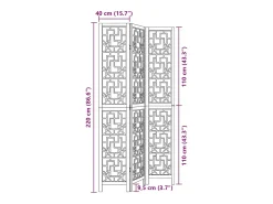 Tabique divisorio de 3 paneles en madera maciza de paulownia marrón