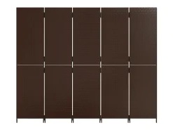 Tabique divisorio de 5 paneles de mimbre de resina marrón