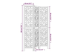Tabique divisorio de 3 paneles en madera maciza de paulownia marrón