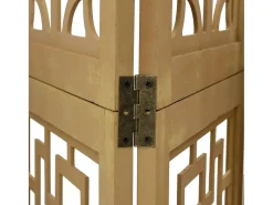 Tabique divisorio de 3 paneles en madera maciza de paulownia marrón