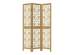 Tabique divisorio de 3 paneles en madera maciza de paulownia marrón