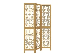 Tabique divisorio de 3 paneles en madera maciza de paulownia marrón